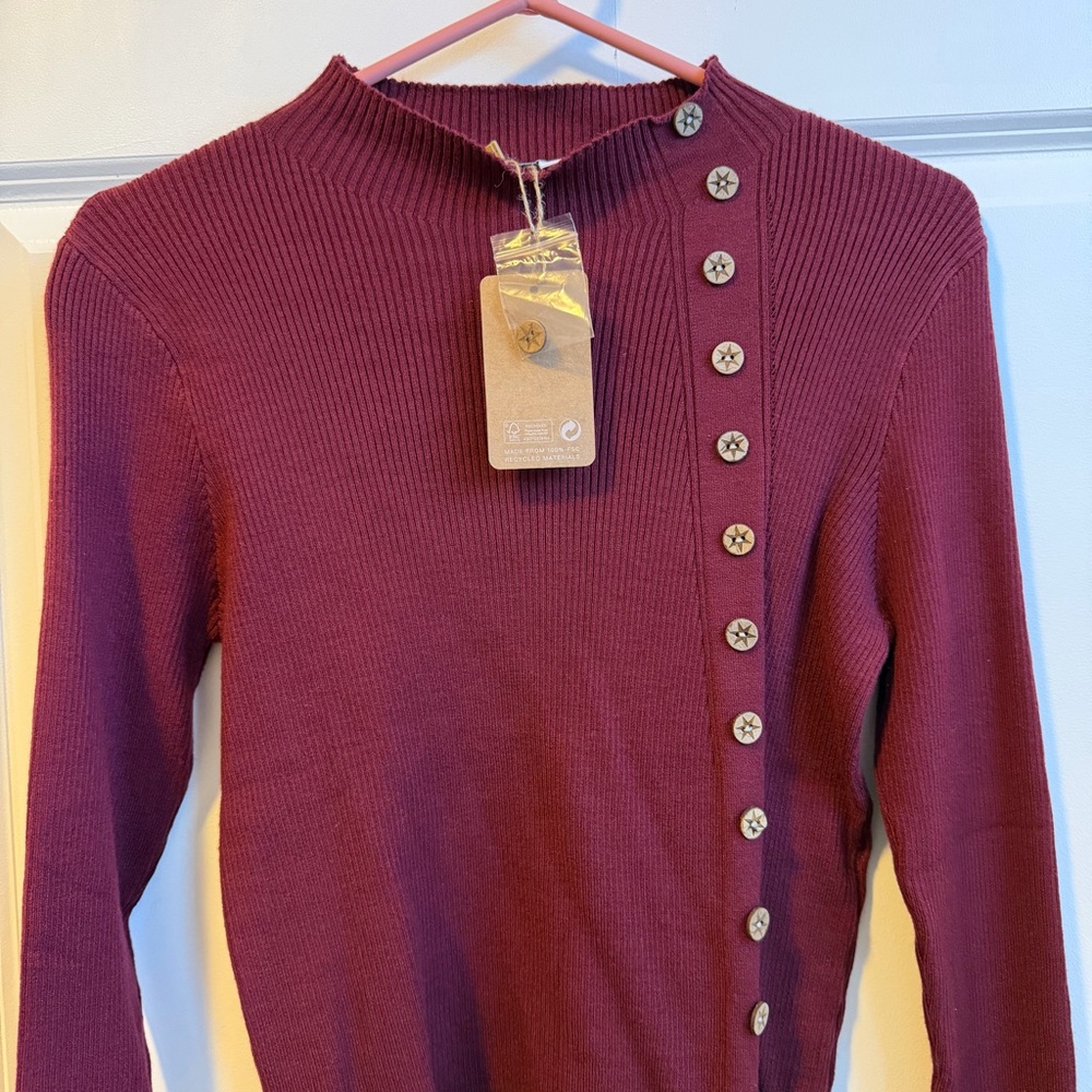 Mock Neck Ribbed Knit L - Picture 3 of 5